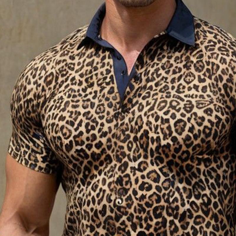 Men's Leopard Print Short Sleeve Shirt 97806882U