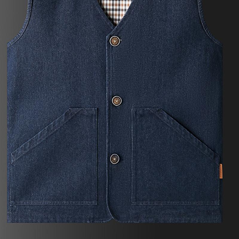 Men's Solid Color Denim Single Breasted Vest 14053070Y