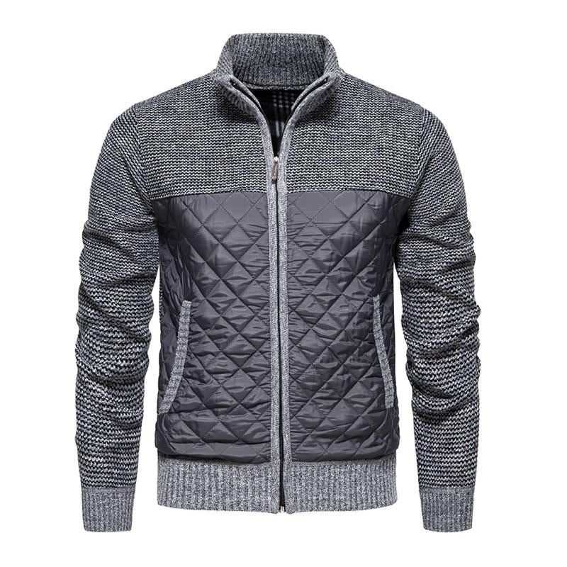 Men's Casual Stand Collar Stitching Knitted Jacket 70284040X