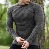 Men's Casual Round Neck Long Sleeve Slim Fit Jacquard Swearshirt 36803879M
