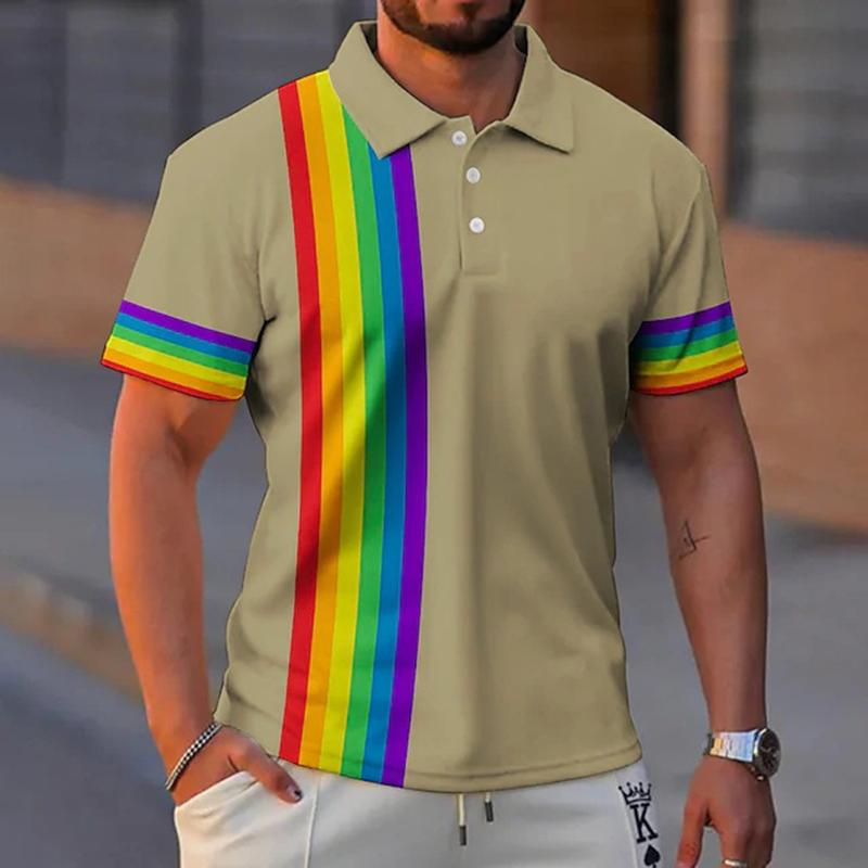 Men's Casual Rainbow Polo Shirt 71296474TO