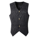 Men's Vintage Solid Jacquard Collarless Vest 38777713Y