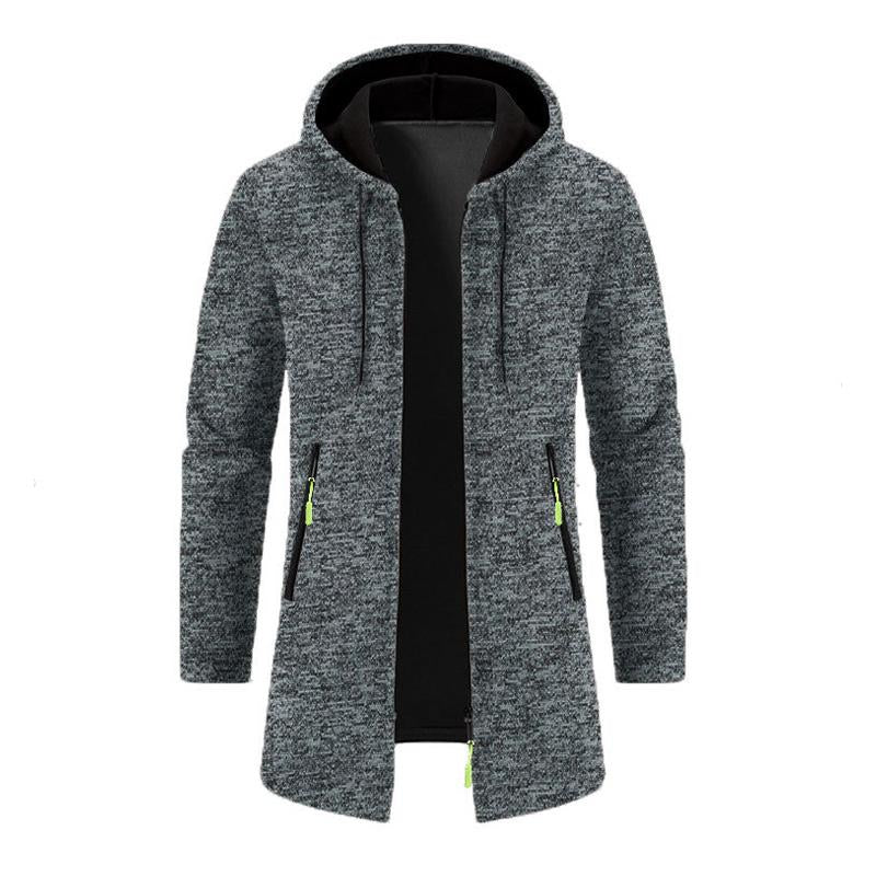 Men's Loose Hooded Zipper Mid-Length Coat 70465461X