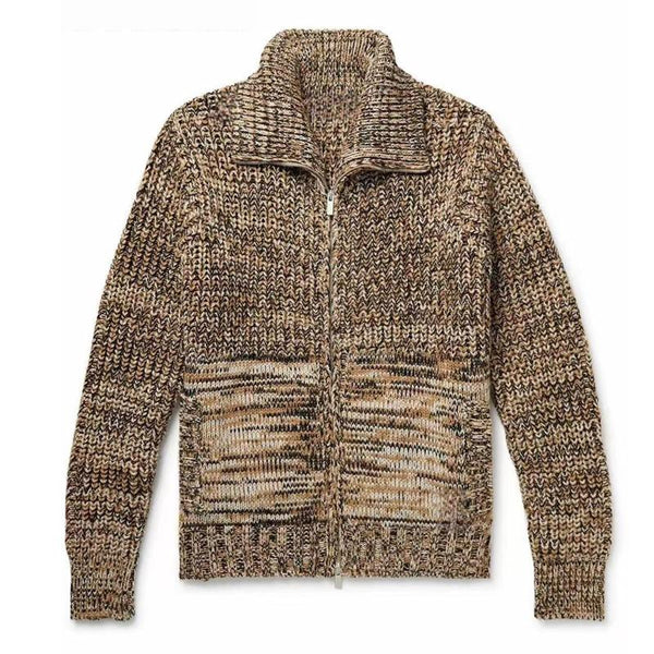 Men's Knitted Lapel Zipper Sweater Jacket 58513343X