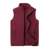 Men's Casual Outdoor Stand Collar Zipper Loose Fleece Vest 79705666M