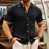 Men's Casual Breathable Hollow Knitted Short Sleeve Polo Shirt 69432098M