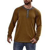 Men's Long Sleeve Crew Neck Henley Shirt 23582261X