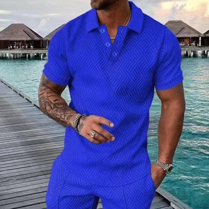 Men's Casual Solid Color Lapel Short Sleeve Polo Shirt 94739982Y