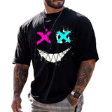 Men's Fashion Smile Print Round Neck Short Sleeve T-Shirt 94978212M