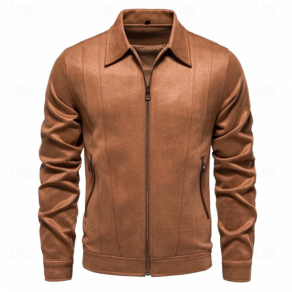 Men's Casual Simple Suede Lapel Jacket 82263531Y