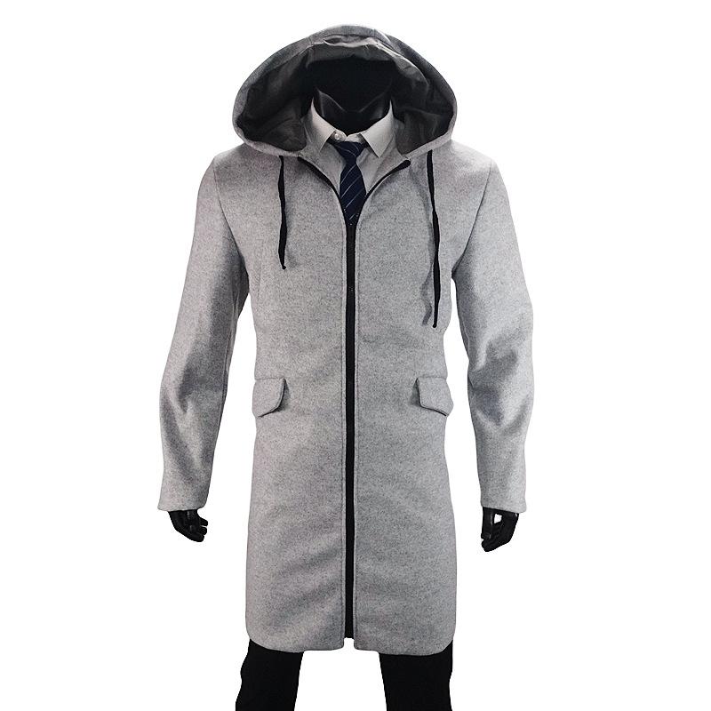 Men's Solid Color Loose Mid-length Hooded Coat 59152945X