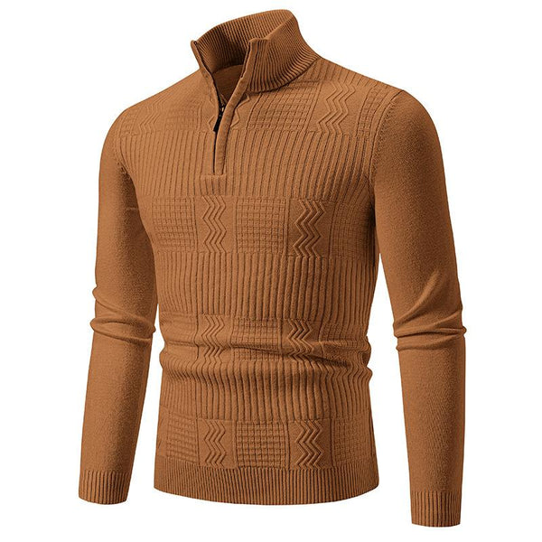 Men's Casual Warm Slim Fit Stand Collar Pullover Sweater　18888075F