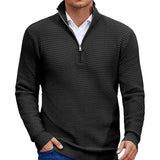 Men's Black Stand Collar Half Zip Knit Sweatshirt 39965321U