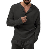 Men's Solid Color Henley Collar Long Sleeve T-Shirt 49134983Y