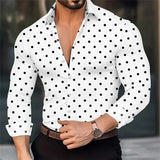 Men's Polka Dot Print Lapel Long Sleeve Shirt 40296130X