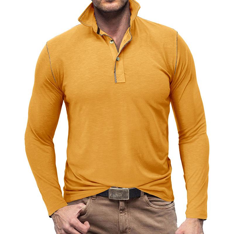 Men's Solid Color Long Sleeve Lapel Polo Shirt 28855071X