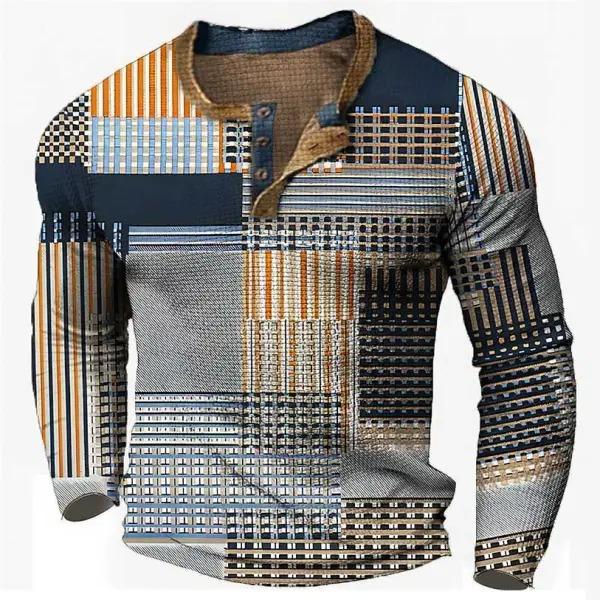 Men's Classic Casual 3D Print Long Sleeve Polo Shirt 69934298F