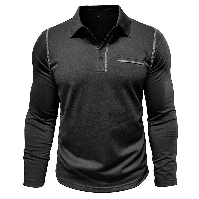 Men's Casual Lapel Slim Fit Long Sleeve Polo Shirt 94947703M