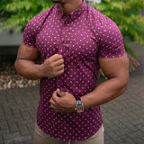 Men's Casual Plaid Lapel Short Sleeve Shirt 21537675TO