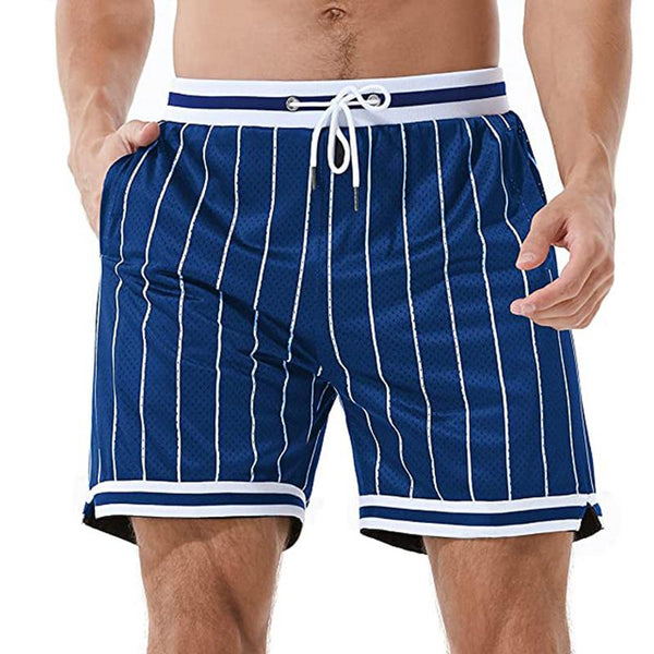 Men's Casual Striped Elastic Waist Breathable Mesh Sports Shorts 41631098M