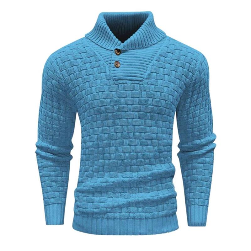 Men's Solid Color Round Neck Pullover Lapel Sweater 19352883X