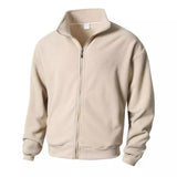 Men's Casual Solid Color Polar Fleece Stand Collar Jacket 45595937X