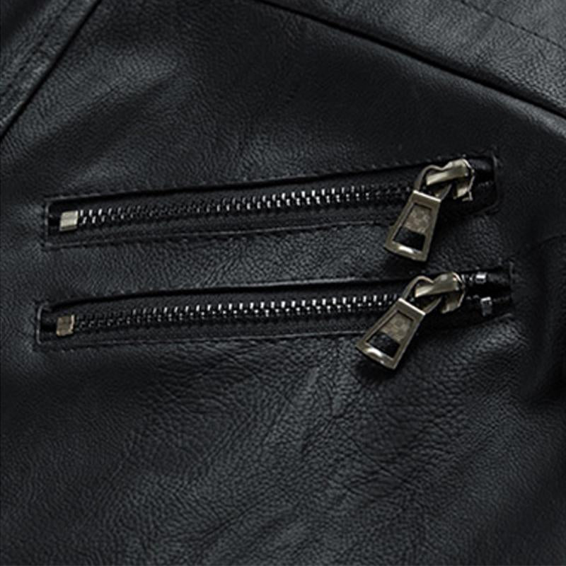 Men's Vintage Removable Hood Loose Zipper Leather Cargo Jacket 37832565M
