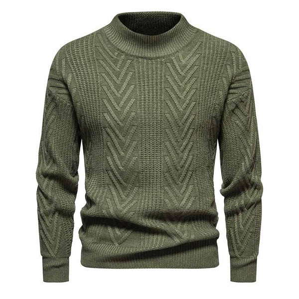 Men's Pullover Half Turtleneck Knitted Solid Color Sweater 82439282X