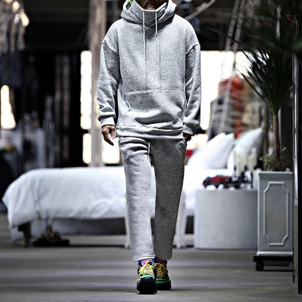 Men's Retro Casual Hooded Sweatshirt Two-Piece Set 80022829TO