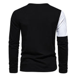 Men's Casual V-Neck Color Block Long Sleeve T-Shirt 96547744Y