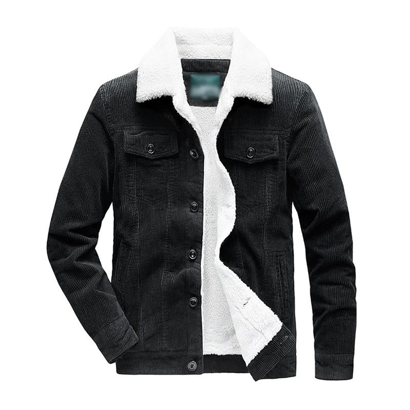 Chaqueta de lana de cordero de pana vintage gruesa y cálida para hombre 15371398M