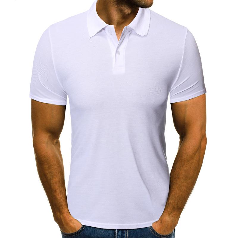 Men's Solid Lapel Short Sleeve Polo Shirt 80301954Z