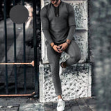 Men's Colorblock Zipper Stand Collar Long Sleeve Top Trousers Set 33662290Z