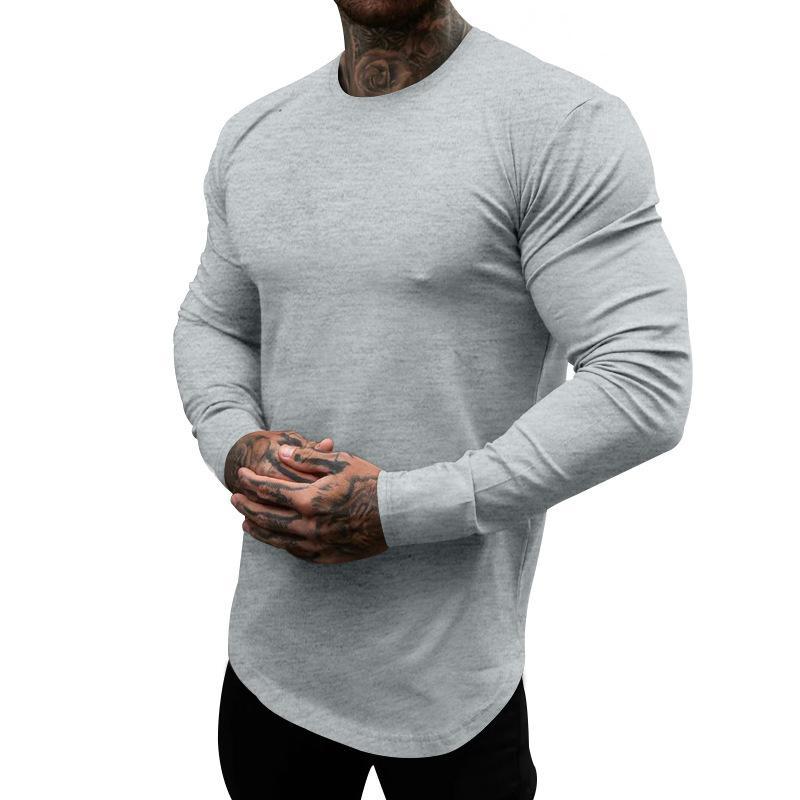 Men's Casual Cotton Blended Round Neck Slim Fit Long Sleeve T-Shirt 69570431M