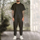 Men's Casual Irregular Short-sleeved Trousers Two-piece Set 69695096X