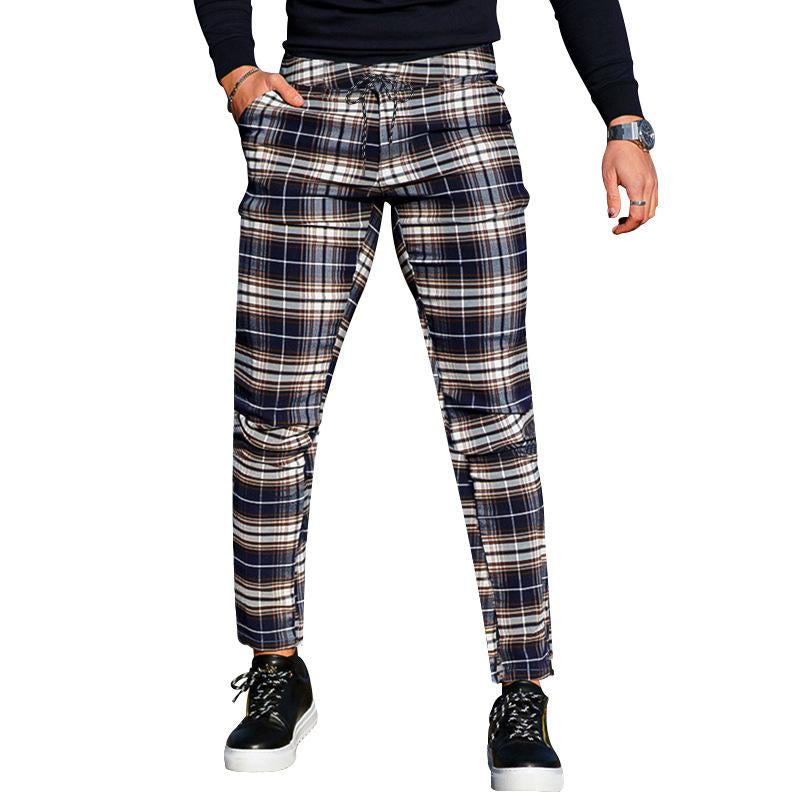 Men'S Retro Casual Plaid Straight Pants 85522735Y