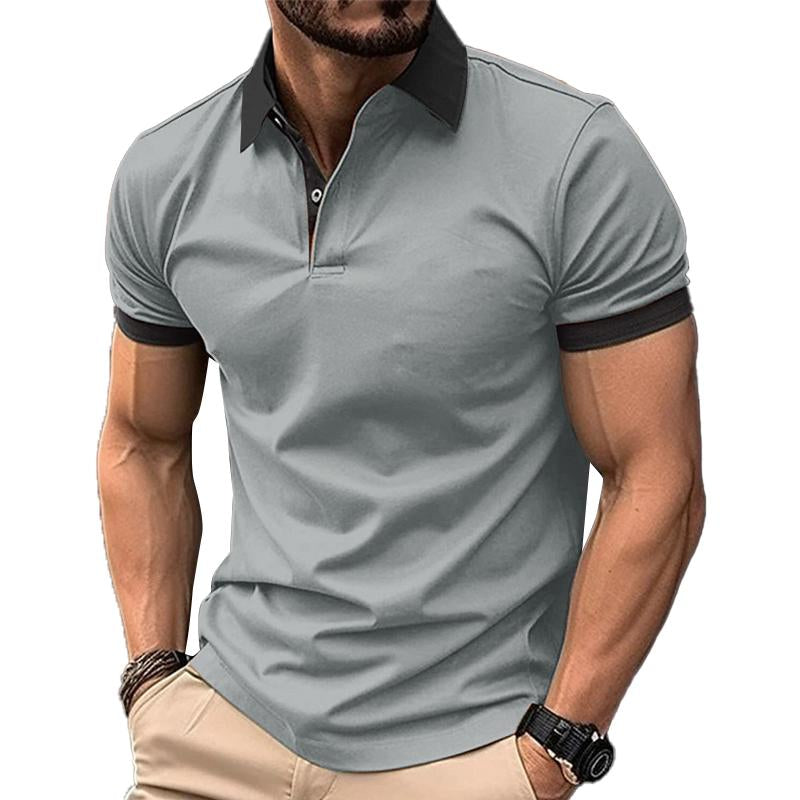 Camisa tipo polo informal de manga corta con bloques de color para hombre 43371751Y