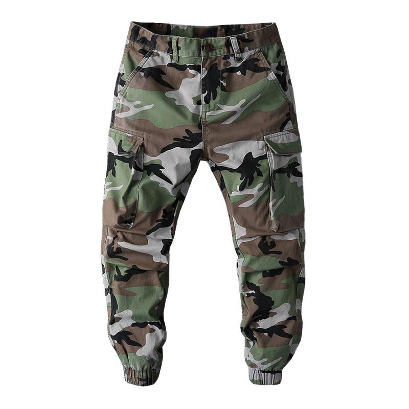 Men's Casual Multi-Pocket Loose Cotton Camouflage Cargo Pants 54985145M