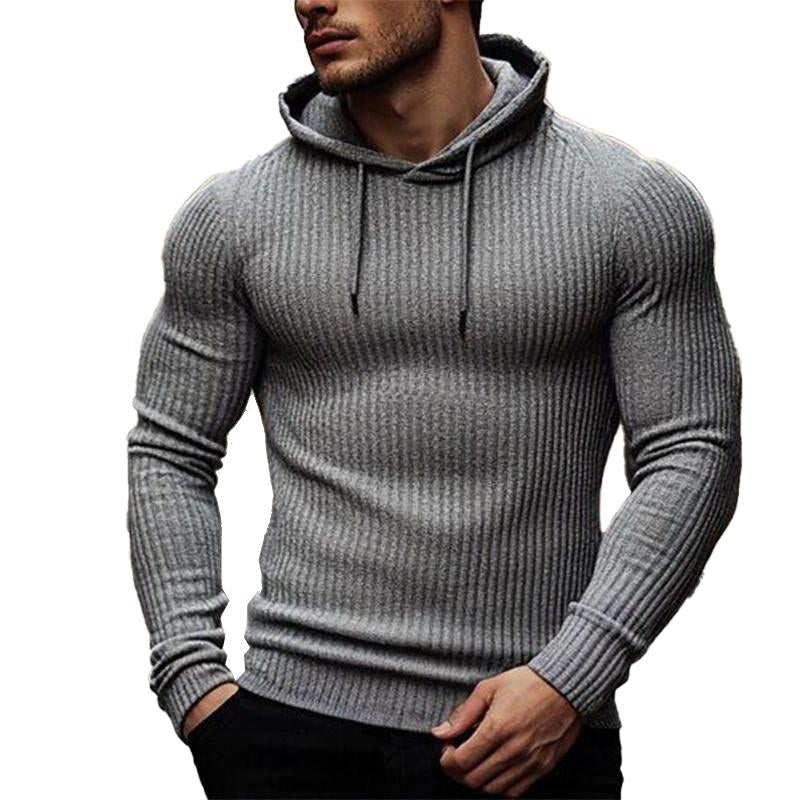 Men's Solid Knit Slim Fit Hoodie 00550348X