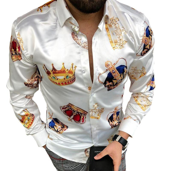 Men's Casual Crown Lapel Long Sleeve Shirt 43893067TO