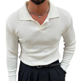 Men's Striped Lapel Knit Sweater 18628776X