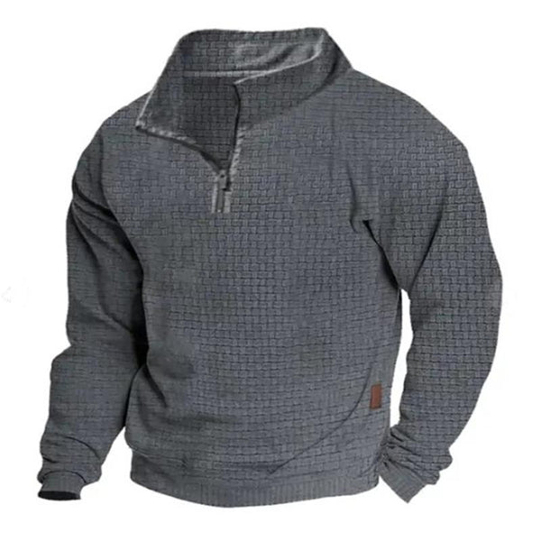 Men's Outdoor Casual Stand Collar Zipper Long Sleeve Sweatshirt 24099781M