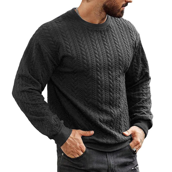 Men's Retro Round Neck Long Sleeve Casual Jacquard Sweatshirt 10307510X