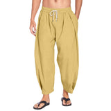 Men's Casual Drawstring Cotton Linen Loose Harem Pants 54003103M