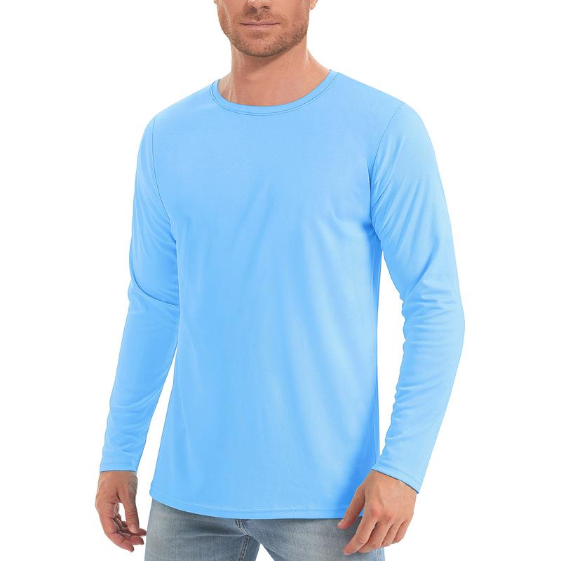 Men's Solid Color Quick-drying Sports Round Neck Long-sleeved T-shirt 49845940X