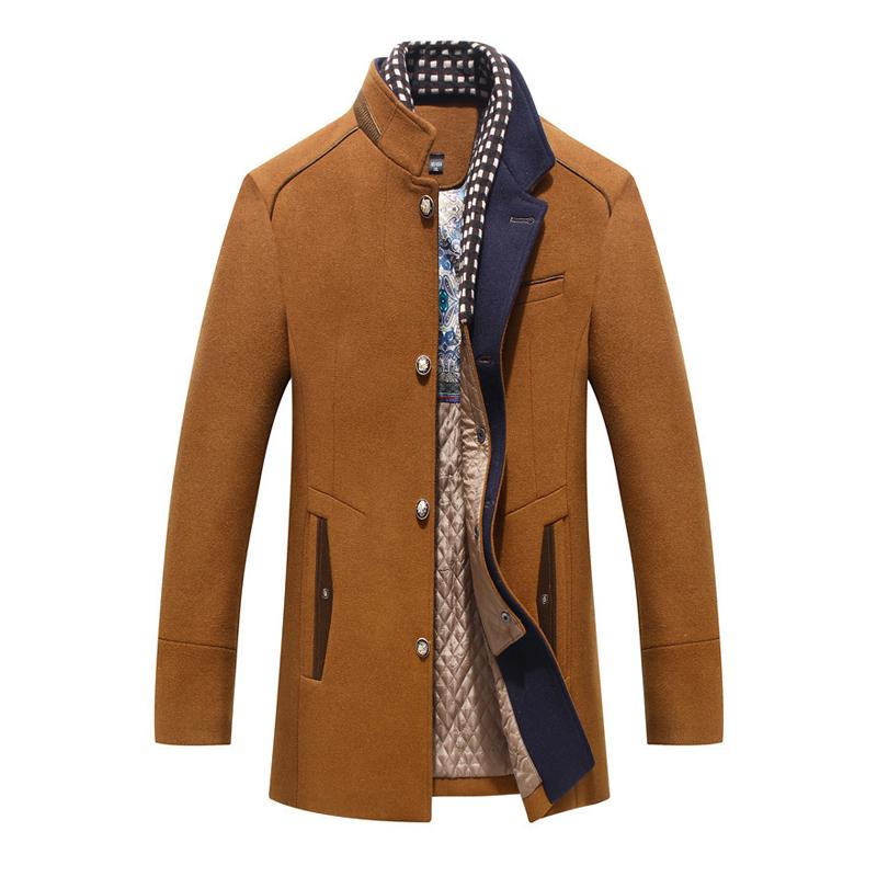 Men's Casual Solid Color Scarf Collar Mid-length Coat 53583831X