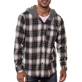 Men's Casual Plaid Hooded Flannel Multi-Pocket Shirt Jacket 69038680X