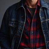 Men's Dark Blue Washed Denim Jacket 36742679U