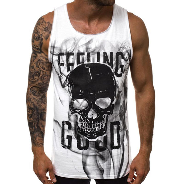 Men's Skull Digital Print Racerback Tank Top 57787682X