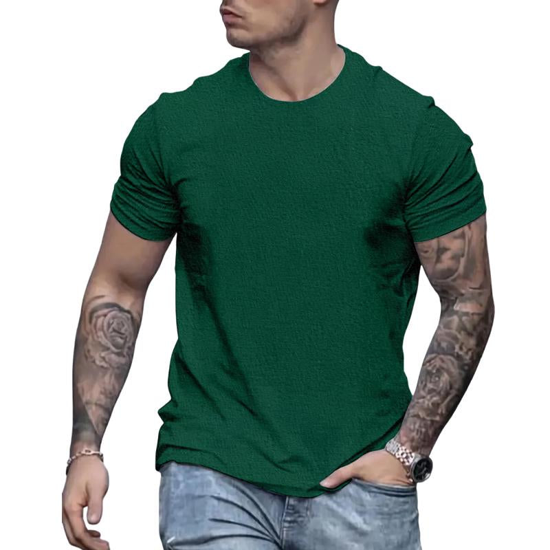 Men's Round Neck Solid Color Casual Short-sleeved T-shirt 96990283X